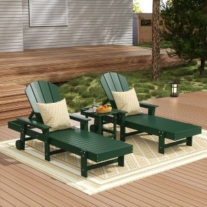 WestinTrends Malibu 3 Piece Adirondack Reclining Chaise Lounge With Arms & Wheels - 1 of 4