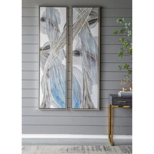 Gulches 20" x 71"Set of 2 Elongated Modern Abstract Oil Paintings. - 1 of 4