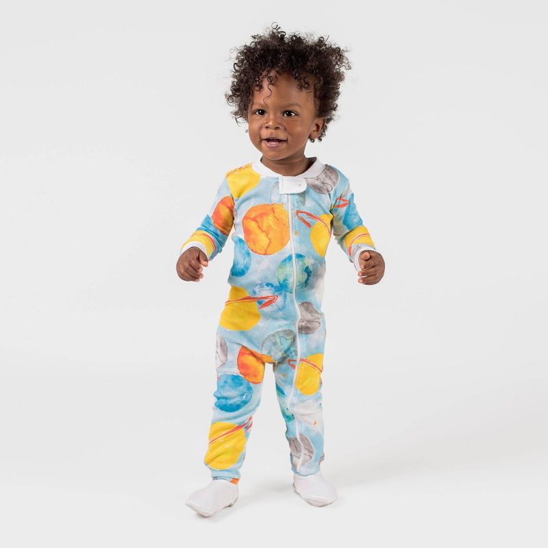 Burt&#39;s Bees Baby&#174; Baby Boys&#39; Outerspace Snug Fit Footed Pajama - Aqua Blue, 4 of 6