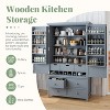 Freestanding Large Kitchen Pantry Storage Cabinet Cupboard with 8 Door Shelves, 3 Adjustable Shelves, 7 Drawers & 8 Wine Racks - ModernLuxe - 2 of 4