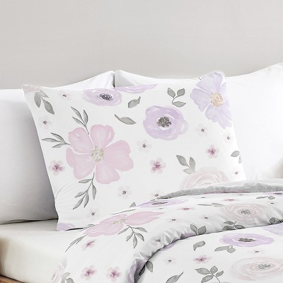 Lavender and Pink Watercolor Floral Microfiber Sham