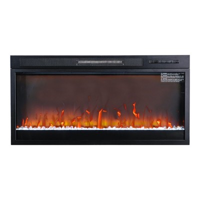 Parrot Uncle 36" Black Insert Crystal LED Electric Fireplace with Remote