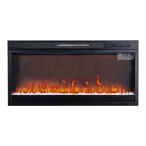 Parrot Uncle 36" Black Insert Crystal LED Electric Fireplace with Remote - 1 of 4
