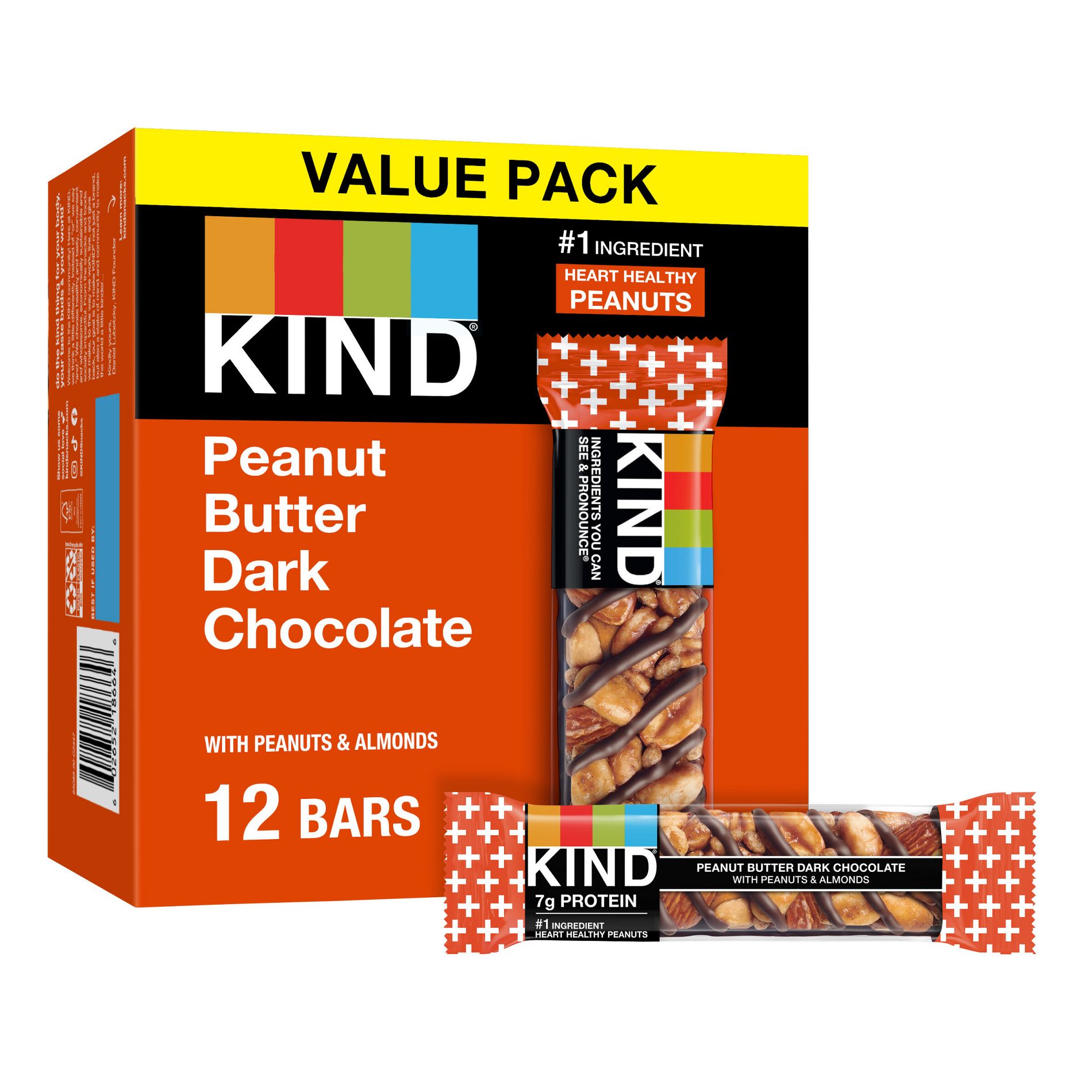 KIND Protein Bars Peanut Butter Dark Chocolate + Protein Nutrition Snacks - 16.8oz/12ct