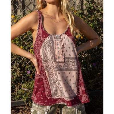 Women's Paisley Knit Tank Top - POL