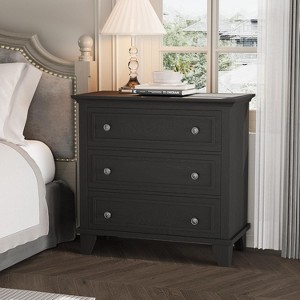 TackView 3 Drawer Dresser for Bedroom,32''W Rustic Small Drawers Dressers Nightstand Wooden Closet Storage Cabinet for Living Room - 1 of 4