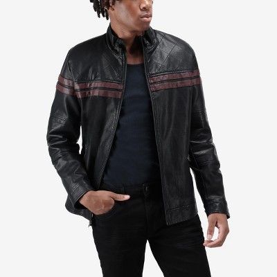 X RAY Mens Motorcycle PU Leather Jacket With Faux Shearing Lining