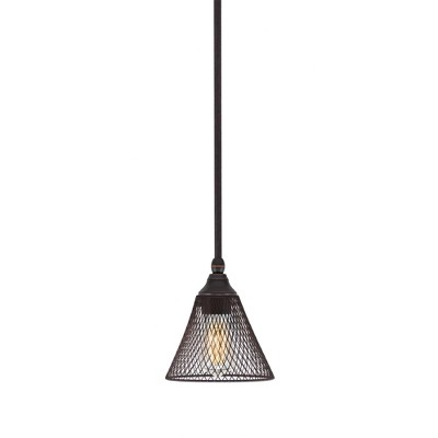 Toltec Lighting Any 1 - Light Pendant in  Dark Granite with 7" Dark Granite Cone Mesh Metal Shade Shade