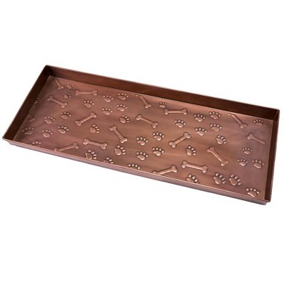 Plow & Hearth - Embossed Metal Boot Tray with Dog Paws and Bones Design