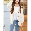 Girls Cable Knit Sweater Cardigan Front Button Cardigan with Side Pockets Above Knee Cardigan for Girls Winter Knitwear,White - L - 3 of 4