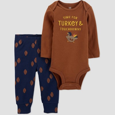 Baby Boys' 2pc 'Turkey and Touchdowns' Thanksgiving Top and Bottom Set - Just One You® made by carter's Black/Brown 9M
