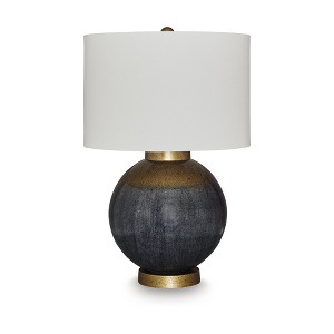 Signature Design by Ashley Adara Metal Table Lamp, Blue & Gold Finish, 15" Tall, Modern Drum Shade - 1 of 4