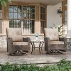 ALAULM 3 Pieces Patio Swivel Rocker Wicker Chairs-Outdoor Swivel Rocking Chairs with 1 Rattan Coffee Table - 4 of 4