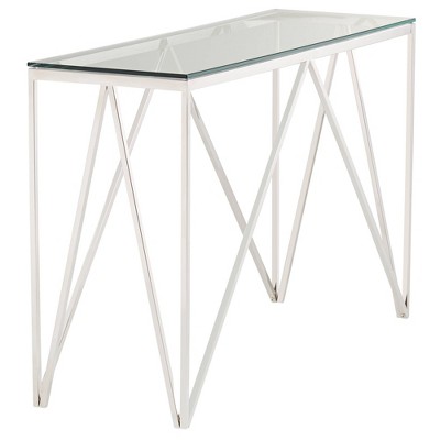 Modern Chrome Stainless Steel and Glass Console Table