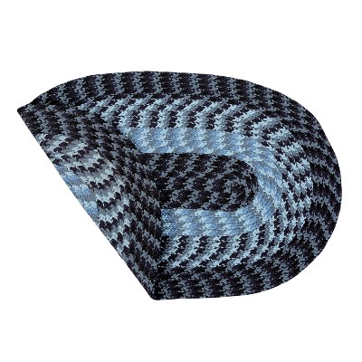 Navy Stripe Braided Polypropylene Reversible Rug, 24" x 68"