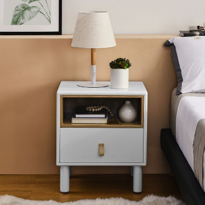 Isabel Modern Style Wooden Nightstand, Single Drawer Night Side Table for Bedroom, Indoor Furniture - Maison Boucle