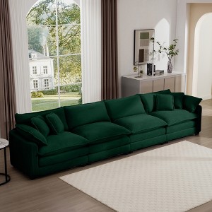 4-Seater Corduroy Sofa, Modern Upholstered Couch for Living Room, Office, Apartment, Includes 2 Arm Pillows & 4 Throw Pillows - 1 of 4