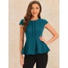 INSPIRE CHIC Women's Elegant Round Neck Cap Sleeve Solid Color Peplum Blouses - 3 of 4