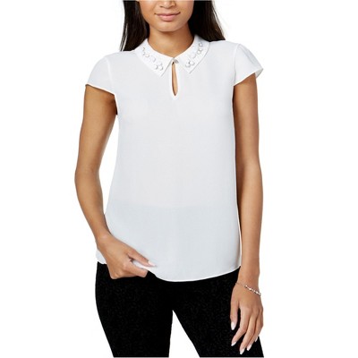 maison Jules Womens Embellished Baby Doll Blouse