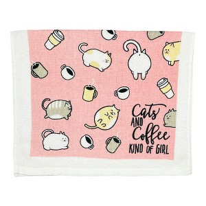 Cats And Coffee Kind Of Girl Funny Kitten Caffeine Lovers Tea Towel - Crazy Dog Tea Towel Cats Coffee - 1 of 4