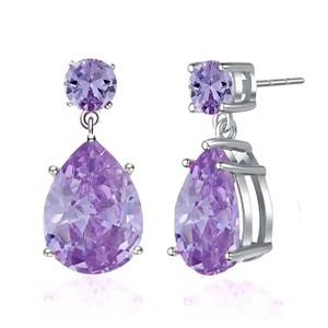 Guili Sterling Silver White Gold Plated Drop Earrings with Colored Cubic Zirconia Accents, A Chic and Elegant Addition to Any Jewelry Collection - 1 of 2