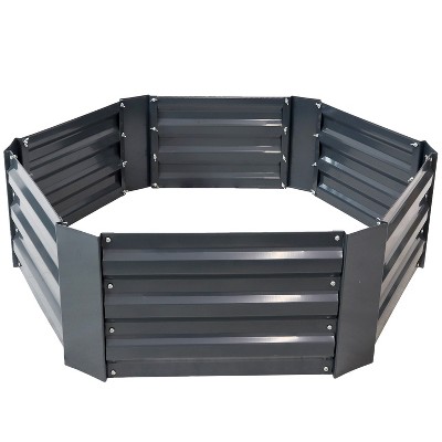 Sunnydaze Hexagon Raised Hot Dip Galvanized Steel Garden Bed for Plants, Vegetables, and Flowers - 40" L x 11" H - Dark Gray