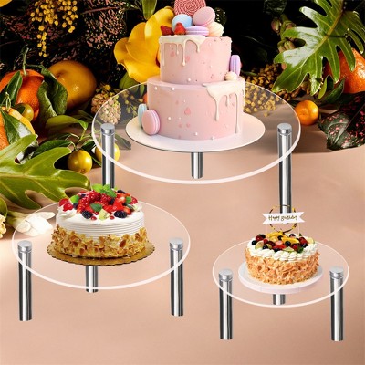 Cake Display Stand, 3 pieces, dessert stand with high metal legs, base, reusable heat-resistant acrylic