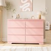 Modern Pink 6 Drawer Dresser, Chest of Drawers, 6 Drawer Dresser for Clothes Storage, Wood Storage Double Dresser for Bedroom, Living Room, Entryway - 3 of 4