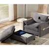Single Chaise Lounge Sofa with Storage Ottoman, Sofa with Charging Port and Side Pockets, Chenille Fabric Sofa with Cushion-Coolbibila - 2 of 4