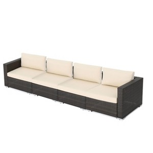 Christopher Knight Home 4pc Santa Rosa Wicker Outdoor Furniture Sofa Set Multibrown/Beige - 1 of 4