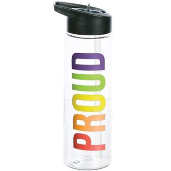 Pride Proud Rainbow Heart, Smiley Face, and Peace Symbol Reusable 24 Oz Water Bottle