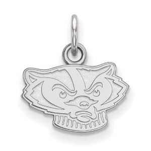 Black Bow Jewelry 10k White Gold Wisconsin Badgers NCAA Extra Small Pendant - 1 of 3