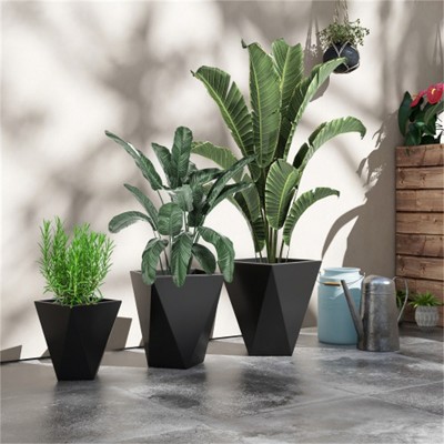 SKRAN Set of 3 Tall Planters, 18", 15.25", 11.75", MgO Indoor Outdoor Planters with Drainage Holes, Stackable Flower Pots for Garden, Patio
