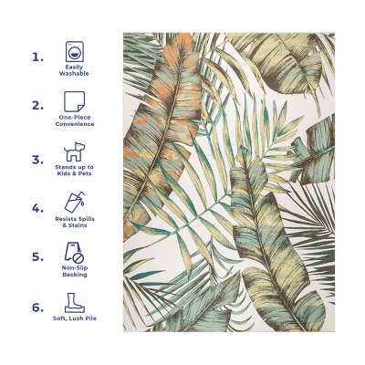 Eco-Friendly Olive Leaf 6' x 9' Synthetic Reversible Area Rug
