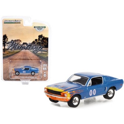 1968 Ford Mustang GT Fastback #00 Blue Metallic w/Flames Graphics "Hobby Exclusive" Series 1/64 Diecast Model Car by Greenlight