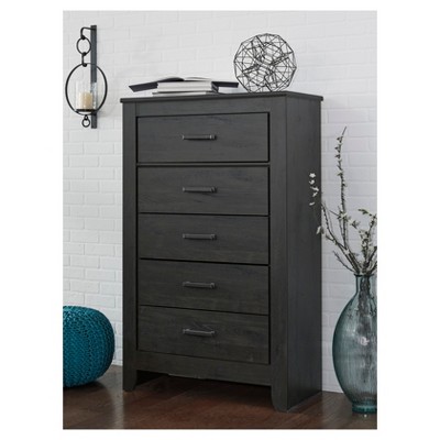 Charcoal Gray 5-Drawer Industrial Chest with Pewter Pulls