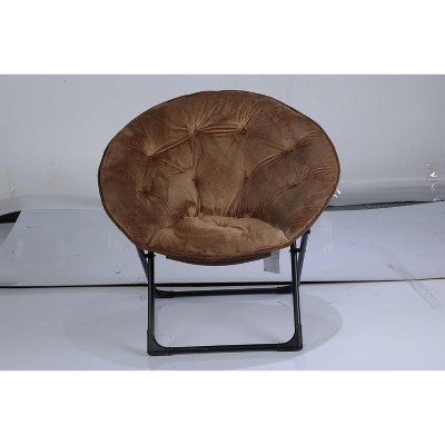 Garvee XL Faux Fur Saucer Chair, Foldable Plush Lounge Accent Chair with Non-Slip Base for Teens & Adults