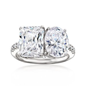 Ross-Simons 6.80 ct. t.w. CZ Toi Et Moi Ring in Sterling Silver - 1 of 4