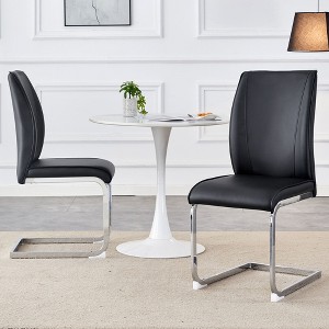NicBex Luxury Arch Dining Chairs, Faux Leather High Resilience with Silver Metal Legs, Side Chairs for Kitchen Office - 1 of 4