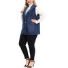 Agnes Orinda Women's Plus Size Sleeveless Buttons Notched Collar with Pockets Demin Vests - 2 of 4