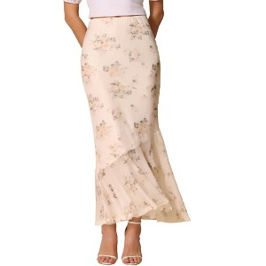 INSPIRE CHIC Women's Mesh High Waist Summer Bodycon Ruffle Mermaid Long Skirts - 1 of 4