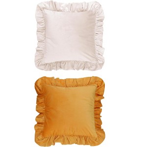 REGALWOVEN 2 Pcs Scalloped Trim Outdoor Throw Pillow Covers for Sofa Living Room Home Decor - 1 of 4