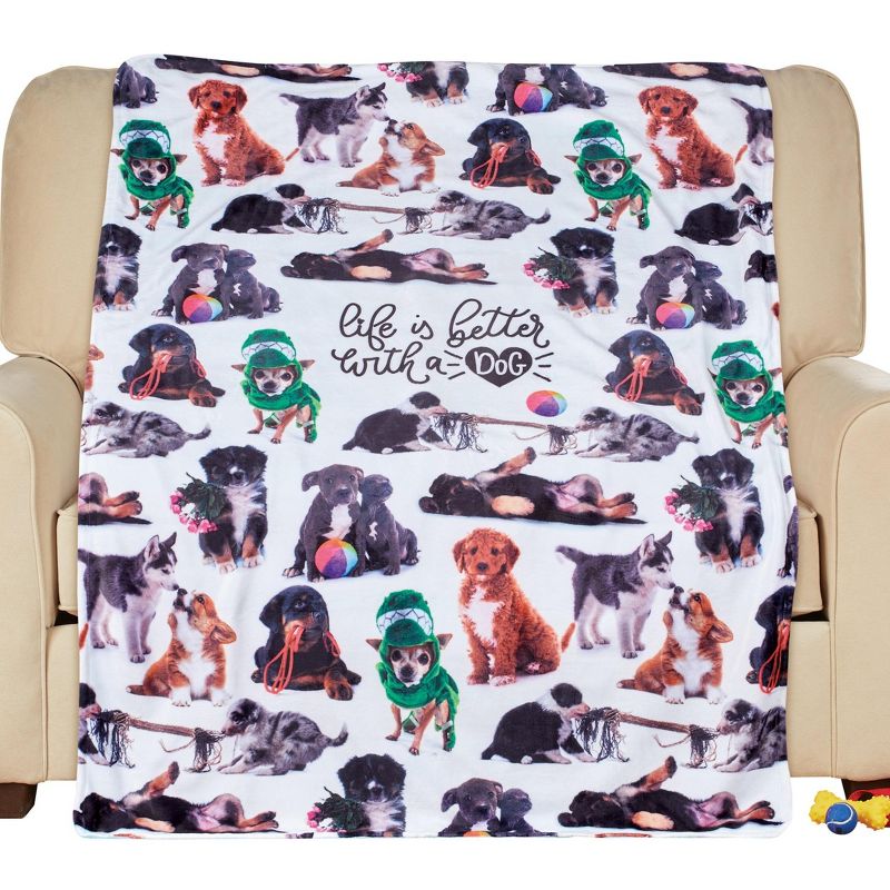 Collections Etc Life Is Better With A Dog 5-Foot Long Colorful Funny Throw THROW, 1 of 3