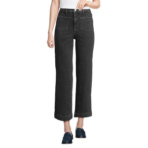Lands' End Women's Denim High Rise Wide Leg Crop Jeans - 1 of 3
