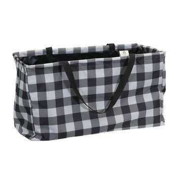 Household Essentials Rectangular Krush Canvas Utility Tote with Handles Water-Resistant Vinyl Lining, Large Capacity Buffalo Plaid Pattern