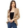 Women's Spring Fall Casual Blazers Puff Sleeve 3/4 Sleeve Solid Jackets Lapel Open Front Irregular Hem Work Suit Office Blazer - 3 of 4