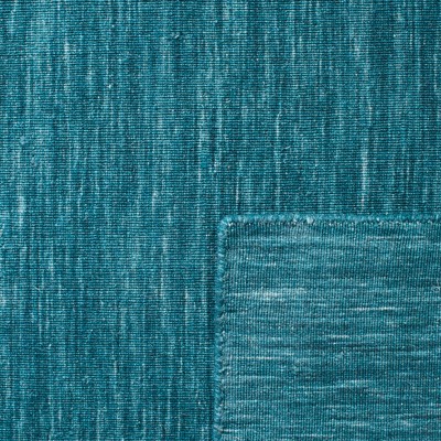 Dark Green Handwoven Wool and Cotton Area Rug
