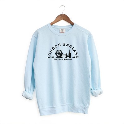 Simply Sage Market Women's  Garment Dyed Graphic Sweatshirt Embroidered London England