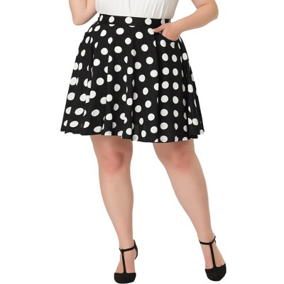 Agnes Orinda Plus Size Suspender Skirt for Women Detachable Strap Polka Dots A-Line Skirts
