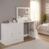 Whisen Makeup Vanity Desk with Mirror and 3-Color Lights, Dressing Table with 3 Drawers and 2 Cabinets - White - 2 of 4